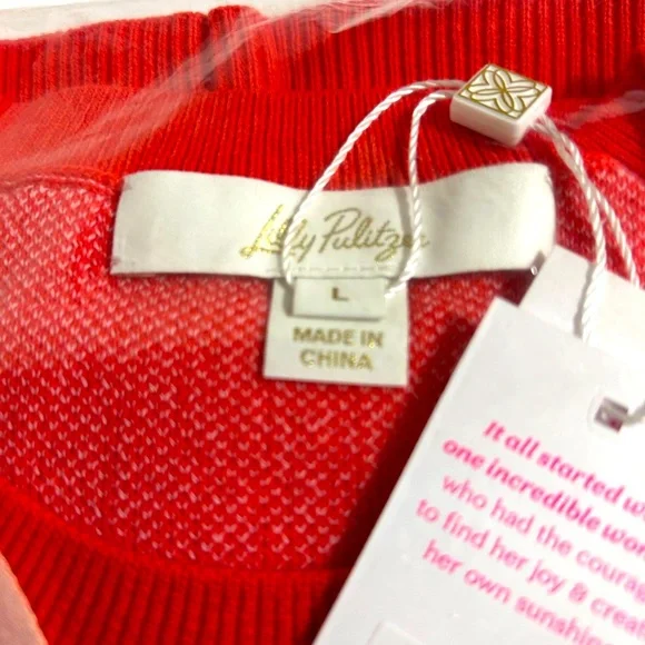 Lilly Pulitzer Tensley Red sweater with pink hearts - Picture 6 of 7